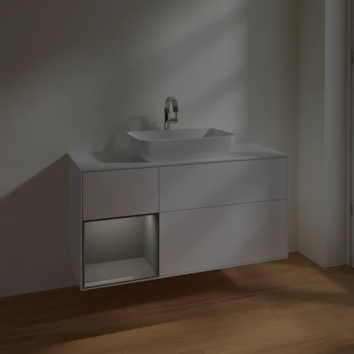 VILLEROY BOCH Toaletní skříňka Finion, s osvětlením, 3 výsuvy, 1200 x 603 x 501 mm, bílý matný lak / antracitový matný lak / bílé matné sklo #F821GKMT, obrázek 5