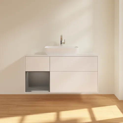 VILLEROY BOCH Toaletní skříňka Finion, s osvětlením, 3 výsuvy, 1200 x 603 x 501 mm, bílý matný lak / antracitový matný lak / bílé matné sklo #F821GKMT, obrázek 3