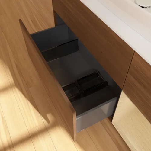 VILLEROY BOCH Toaletní skříňka Finion, s osvětlením, 3 výsuvy, 1200 x 603 x 501 mm, ořechová dýha / dubová dýha / sklo bílé matné #F831PCGN, obrázek 7