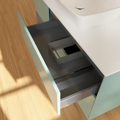 VILLEROY BOCH Toaletní skříňka Finion, s osvětlením, 3 výsuvy, 1200 x 603 x 501 mm, olivový matný lak / antracitový matný lak / bílé matné sklo #F821GKGM, obrázek 8
