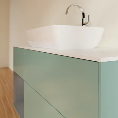 VILLEROY BOCH Toaletní skříňka Finion, s osvětlením, 3 výsuvy, 1200 x 603 x 501 mm, olivový matný lak / antracitový matný lak / bílé matné sklo #F821GKGM, obrázek 6