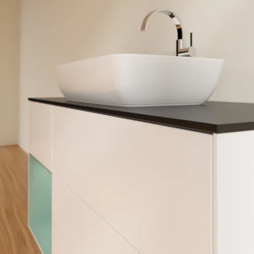 VILLEROY BOCH Toaletní skříňka Finion, s osvětlením, 3 výsuvy, 1200 x 603 x 501 mm, bílý matný lak / olivový matný lak / černé matné sklo #F822GMMT, obrázek 6