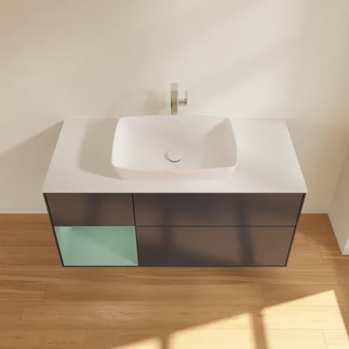 VILLEROY BOCH Toaletní skříňka Finion, s osvětlením, 3 výsuvy, 1200 x 603 x 501 mm, Midnight Blue Matt Lacquer / Olive Matt Lacquer / Glass White Matt #F821GMHG, obrázek 4