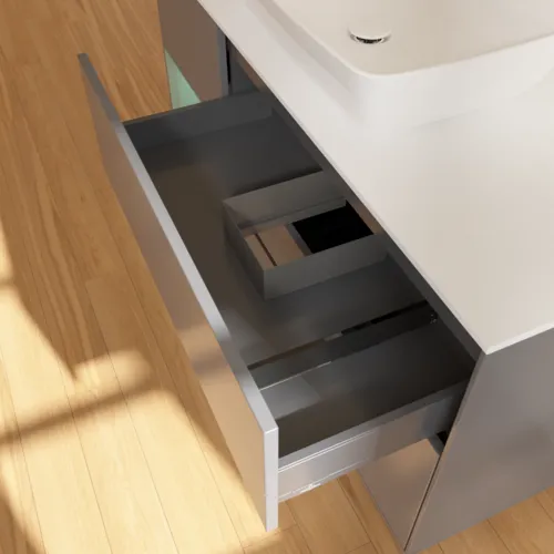 VILLEROY BOCH Toaletní skříňka Finion, s osvětlením, 3 výsuvy, 1200 x 603 x 501 mm, antracitový matný lak / olivový matný lak / bílé matné sklo #F821GMGK, obrázek 8