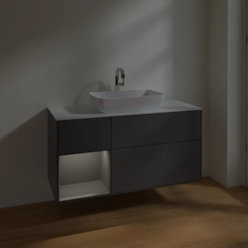 VILLEROY BOCH Toaletní skříňka Finion, s osvětlením, 3 výsuvy, 1200 x 603 x 501 mm, antracit matný lak / antracit matný lak / sklo bílé matné #F821GKGK, obrázek 5