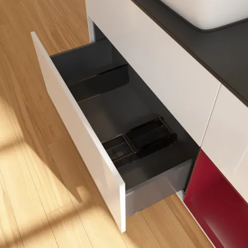 VILLEROY BOCH Toaletní skříňka Finion, s osvětlením, 3 výsuvy, 1200 x 603 x 501 mm, lesklý bílý lak / matný lak Pivoňka / matné černé sklo #F812HBGF, obrázek 7