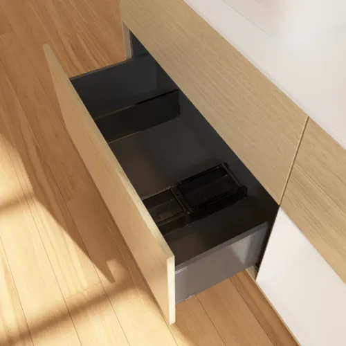 VILLEROY BOCH Toaletní skříňka Finion, s osvětlením, 3 výsuvy, 1200 x 603 x 501 mm, dubová dýha / lesklý bílý lak / sklo bílé matné #F811GFPC, obrázek 7