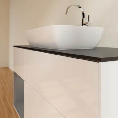 VILLEROY BOCH Toaletní skříňka Finion, s osvětlením, 3 výsuvy, 1200 x 603 x 501 mm, lesklý bílý lak / antracitový matný lak / černé matné sklo #F822GKGF, obrázek 6
