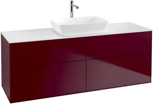 VILLEROY BOCH Toaletní skříňka Finion, 4 výsuvy, 1600 x 603 x 501 mm, Peony Matt Lacquer / Glass White Matt #F85100HB, obrázek 1