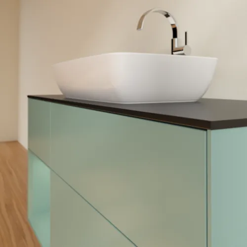 VILLEROY BOCH Toaletní skříňka Finion, s osvětlením, 3 výsuvy, 1200 x 603 x 501 mm, olivově matný lak / olivově matný lak / sklo černé matné #F822GMGM, obrázek 6