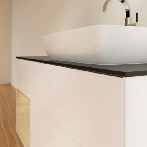 VILLEROY BOCH Toaletní skříňka Finion, s osvětlením, 3 výsuvy, 1200 x 603 x 501 mm, bílý matný lak / dubová dýha / černé matné sklo #F802PCMT, obrázek 6