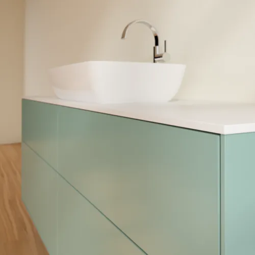 VILLEROY BOCH Toaletní skříňka Finion, 4 výsuvy, 1600 x 603 x 501 mm, olivově matný lak / sklo bílé matné #F85100GM, obrázek 5