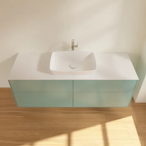 VILLEROY BOCH Toaletní skříňka Finion, 4 výsuvy, 1600 x 603 x 501 mm, olivově matný lak / sklo bílé matné #F85100GM, obrázek 4