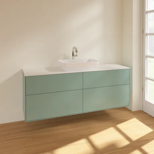 VILLEROY BOCH Toaletní skříňka Finion, 4 výsuvy, 1600 x 603 x 501 mm, olivově matný lak / sklo bílé matné #F85100GM, obrázek 2