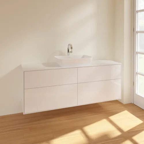 VILLEROY BOCH Toaletní skříňka Finion, 4 výsuvy, 1600 x 603 x 501 mm, lesklý bílý lak / sklo bílé matné #F85100GF, obrázek 2