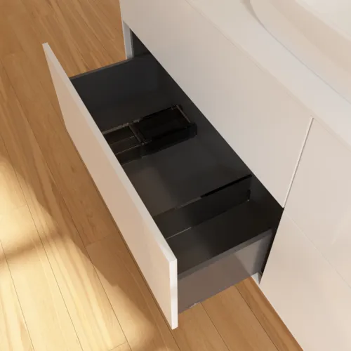 VILLEROY BOCH Toaletní skříňka Finion, 4 výsuvy, 1600 x 603 x 501 mm, lesklý bílý lak / sklo bílé matné #F85100GF, obrázek 6