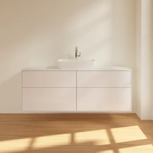 VILLEROY BOCH Toaletní skříňka Finion, 4 výsuvy, 1600 x 603 x 501 mm, lesklý bílý lak / sklo bílé matné #F85100GF, obrázek 3