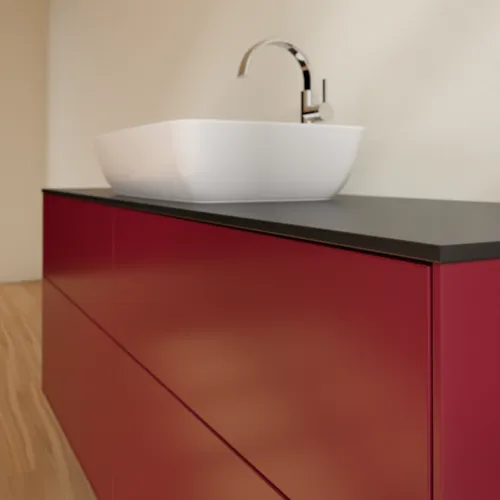 VILLEROY BOCH Toaletní skříňka Finion, 4 výsuvy, 1600 x 603 x 501 mm, matný lak Peony / černé matné sklo #F85200HB, obrázek 5