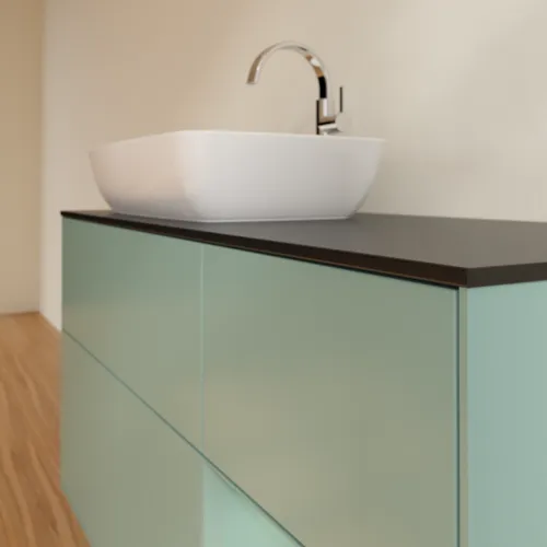 VILLEROY BOCH Toaletní skříňka Finion, s osvětlením, 3 výsuvy, 1200 x 603 x 501 mm, olivově matný lak / olivově matný lak / sklo černé matné #F812GMGM, obrázek 6