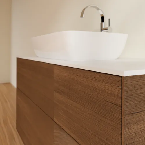 VILLEROY BOCH Toaletní skříňka Finion, s osvětlením, 3 výsuvy, 1200 x 603 x 501 mm, ořechová dýha / ořechová dýha / sklo bílé matné #F831GNGN, obrázek 6