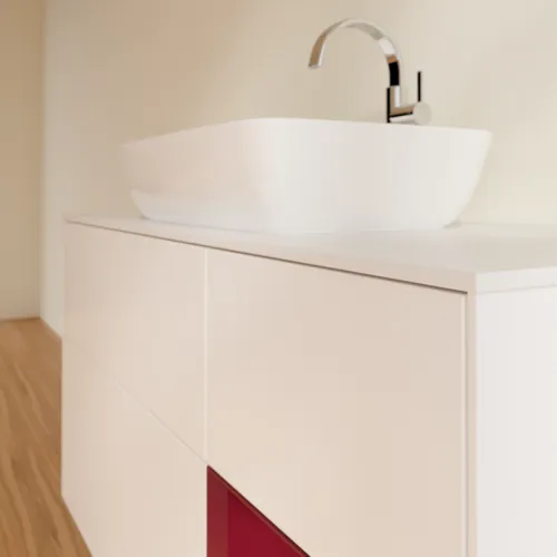 VILLEROY BOCH Toaletní skříňka Finion, s osvětlením, 3 výsuvy, 1200 x 603 x 501 mm, bílý matný lak / pivoňkový matný lak / sklo bílé matné #F831HBMT, obrázek 6