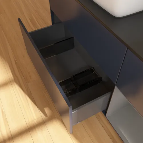 VILLEROY BOCH Toaletní skříňka Finion, s osvětlením, 3 výsuvy, 1200 x 603 x 501 mm, Midnight Blue Matt Lacquer / Anthracite Matt Lacquer / Glass Black Matt #F812GKHG, obrázek 7