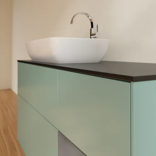 VILLEROY BOCH Toaletní skříňka Finion, s osvětlením, 3 výsuvy, 1200 x 603 x 501 mm, olivový matný lak / antracitový matný lak / černé matné sklo #F812GKGM, obrázek 6