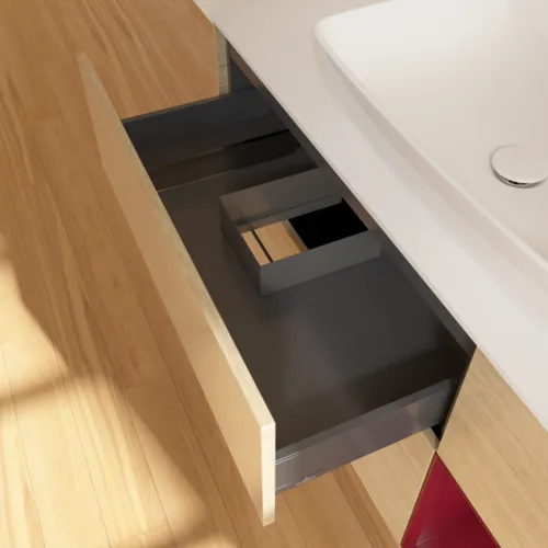 VILLEROY BOCH Toaletní skříňka Finion, s osvětlením, 3 výsuvy, 1200 x 603 x 501 mm, dubová dýha / matný lak Pivoňka / matné bílé sklo #F831HBPC, obrázek 8