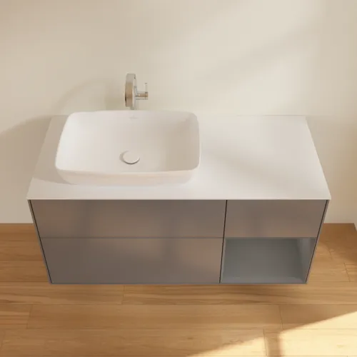 VILLEROY BOCH Toaletní skříňka Finion, s osvětlením, 3 výsuvy, 1200 x 603 x 501 mm, antracit matný lak / antracit matný lak / sklo bílé matné #F811GKGK, obrázek 4