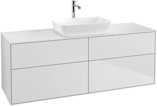 VILLEROY BOCH Toaletní skříňka Finion, 4 výsuvy, 1600 x 603 x 501 mm, bílý matný lak / sklo bílé matné #F85100MT