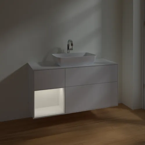 VILLEROY BOCH Toaletní skříňka Finion, s osvětlením, 3 výsuvy, 1200 x 603 x 501 mm, lesklý bílý lak / lesklý bílý lak / sklo bílé matné #F821GFGF, obrázek 5