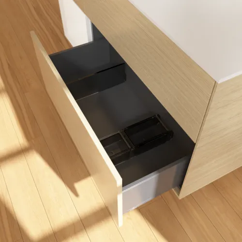VILLEROY BOCH Toaletní skříňka Finion, s osvětlením, 3 výsuvy, 1200 x 603 x 501 mm, dubová dýha / bílý matný lak / bílé matné sklo #F821MTPC, obrázek 7