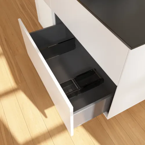 VILLEROY BOCH Toaletní skříňka Finion, s osvětlením, 3 výsuvy, 1200 x 603 x 501 mm, bílý matný lak / bílý lesklý lak / černé matné sklo #F822GFMT, obrázek 7