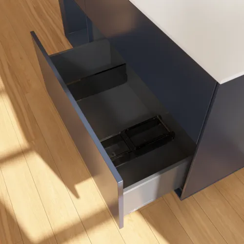 VILLEROY BOCH Toaletní skříňka Finion, s osvětlením, 3 výsuvy, 1200 x 603 x 501 mm, Midnight Blue Matt Lacquer / Midnight Blue Matt Lacquer / Glass White Matt #F821HGHG, obrázek 7