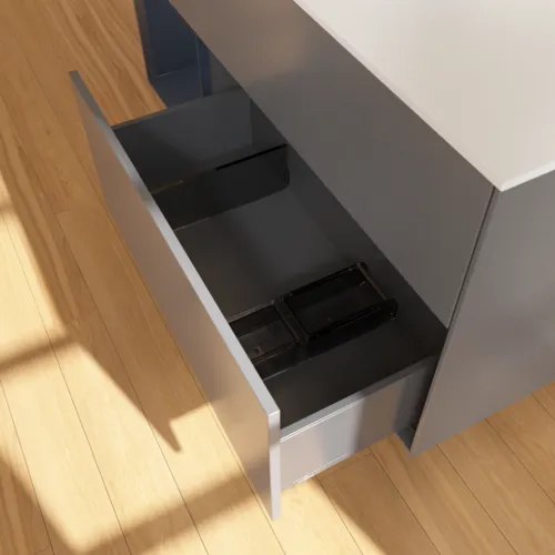 VILLEROY BOCH Toaletní skříňka Finion, s osvětlením, 3 výsuvy, 1200 x 603 x 501 mm, antracitový matný lak / půlnoční modrý matný lak / bílé matné sklo #F821HGGK, obrázek 7
