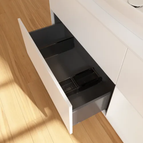 VILLEROY BOCH Umyvadlová skříňka Finion, s osvětlením, 3 výsuvy, 1200 x 603 x 501 mm, bílý matný lak / bílý lesklý lak / bílé matné sklo #F831GFMT, obrázek 7