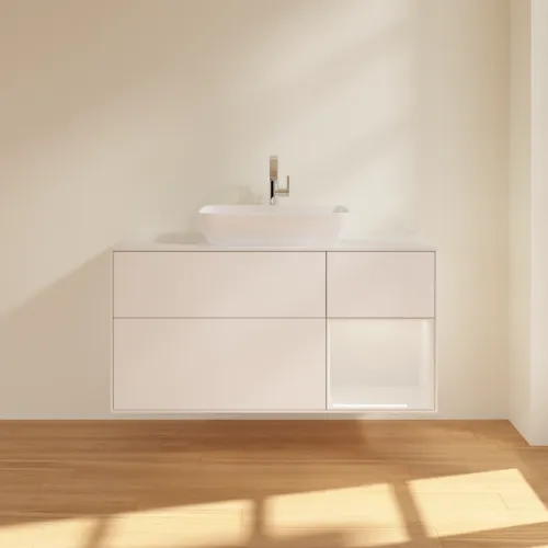 VILLEROY BOCH Umyvadlová skříňka Finion, s osvětlením, 3 výsuvy, 1200 x 603 x 501 mm, bílý matný lak / bílý lesklý lak / bílé matné sklo #F831GFMT, obrázek 3