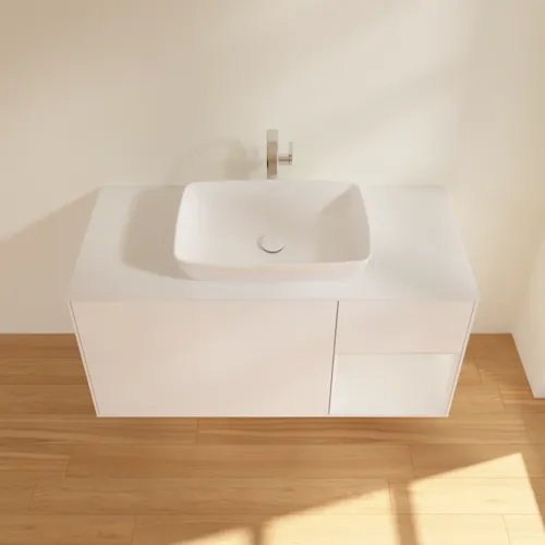 VILLEROY BOCH Umyvadlová skříňka Finion, s osvětlením, 3 výsuvy, 1200 x 603 x 501 mm, bílý matný lak / bílý lesklý lak / bílé matné sklo #F831GFMT, obrázek 4