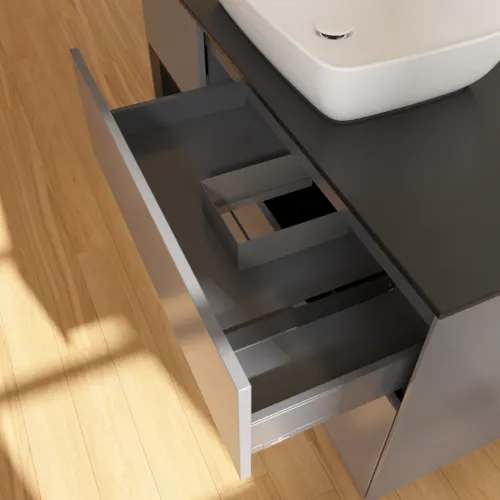 VILLEROY BOCH Toaletní skříňka Finion, s osvětlením, 3 výsuvy, 1200 x 603 x 501 mm, antracitový matný lak / černý matný lak / černé matné sklo #F822PDGK, obrázek 8