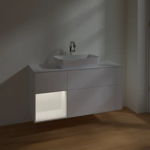 VILLEROY BOCH Toaletní skříňka Finion, s osvětlením, 3 výsuvy, 1200 x 603 x 501 mm, bílý matný lak / bílý matný lak / sklo bílé matné #F821MTMT, obrázek 5