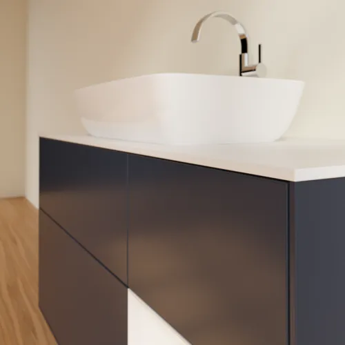 VILLEROY BOCH Toaletní skříňka Finion, s osvětlením, 3 výsuvy, 1200 x 603 x 501 mm, Midnight Blue Matt Lacquer / Glossy White Lacquer / Glass White Matt #F831GFHG, obrázek 6