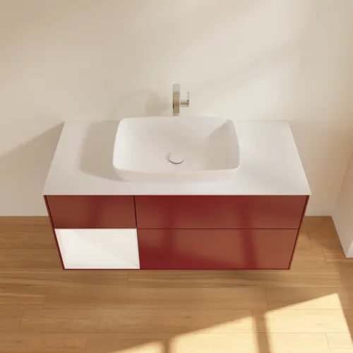 VILLEROY BOCH Toaletní skříňka Finion, s osvětlením, 3 výsuvy, 1200 x 603 x 501 mm, Peony Matt Lacquer / White Matt Lacquer / Glass White Matt #F821MTHB, obrázek 4