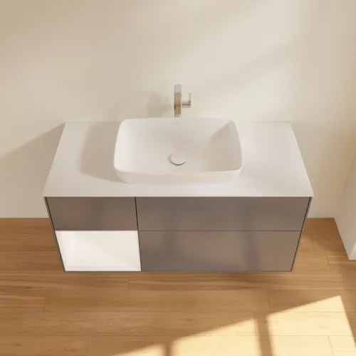 VILLEROY BOCH Toaletní skříňka Finion, s osvětlením, 3 výsuvy, 1200 x 603 x 501 mm, antracitový matný lak / bílý matný lak / bílé matné sklo #F821MTGK, obrázek 4