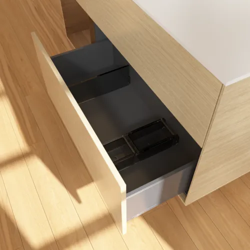 VILLEROY BOCH Toaletní skříňka Finion, s osvětlením, 3 výsuvy, 1200 x 603 x 501 mm, dubová dýha / ořechová dýha / sklo bílé matné #F821GNPC, obrázek 7