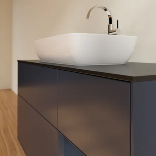 VILLEROY BOCH Toaletní skříňka Finion, s osvětlením, 3 výsuvy, 1200 x 603 x 501 mm, Midnight Blue Matt Lacquer / Midnight Blue Matt Lacquer / Glass Black Matt #F832HGHG, obrázek 6