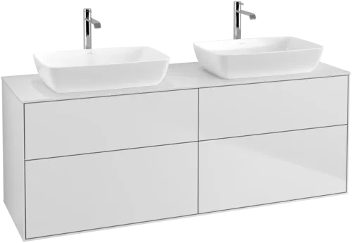 VILLEROY BOCH Toaletní skříňka Finion, 4 výsuvy, 1600 x 603 x 501 mm, bílý matný lak / sklo bílé matné #F84100MT, obrázek 1