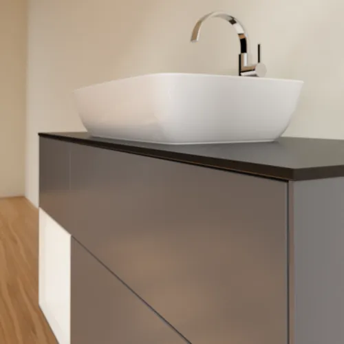 VILLEROY BOCH Toaletní skříňka Finion, s osvětlením, 3 výsuvy, 1200 x 603 x 501 mm, antracitový matný lak / bílý matný lak / černé matné sklo #F822MTGK, obrázek 6
