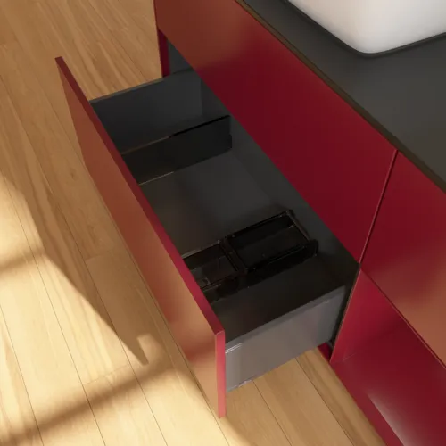 VILLEROY BOCH Toaletní skříňka Finion, s osvětlením, 3 výsuvy, 1200 x 603 x 501 mm, Peony Matt Lacquer / Peony Matt Lacquer / Glass Black Matt #F812HBHB, obrázek 7