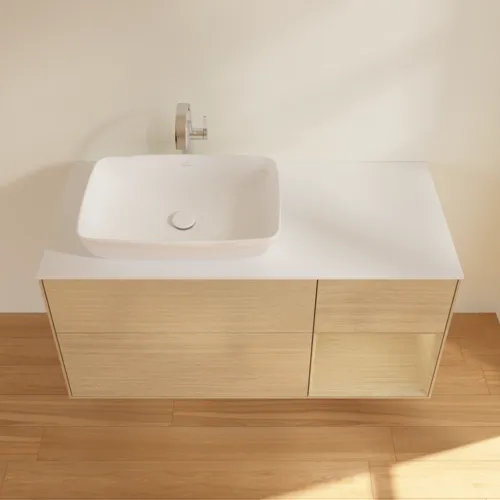 VILLEROY BOCH Toaletní skříňka Finion, s osvětlením, 3 výsuvy, 1200 x 603 x 501 mm, dubová dýha / dubová dýha / sklo bílé matné #F811PCPC, obrázek 4
