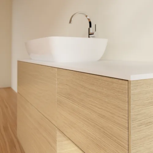 VILLEROY BOCH Toaletní skříňka Finion, s osvětlením, 3 výsuvy, 1200 x 603 x 501 mm, dubová dýha / dubová dýha / sklo bílé matné #F811PCPC, obrázek 6